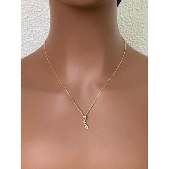 14k Diamond Wavy Pendant Necklace - Picture 10 of 11